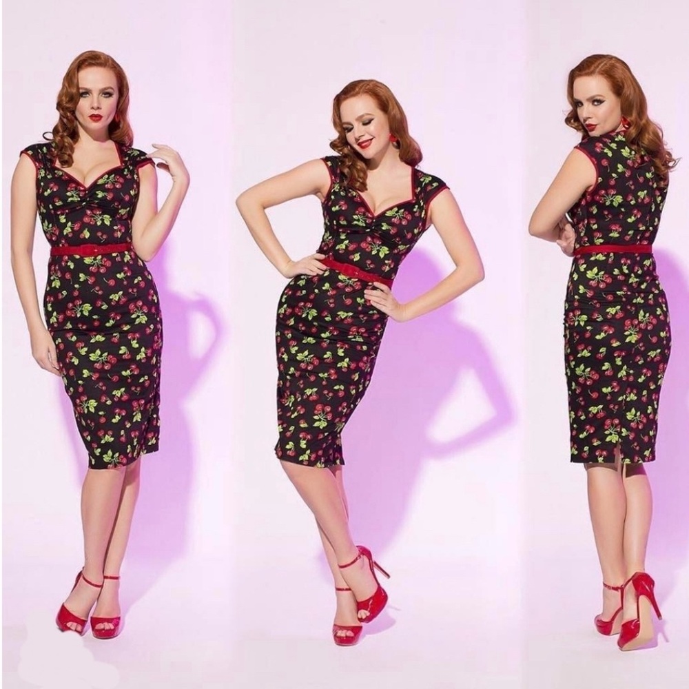 Pinup Couture Cherries wiggle Heidi dress
